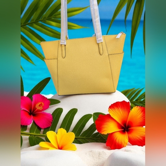 Michael Kors Charlotte Large Top Zip Shoulder Tote Bag Golden Yellow (NWT) - Picture 6 of 13